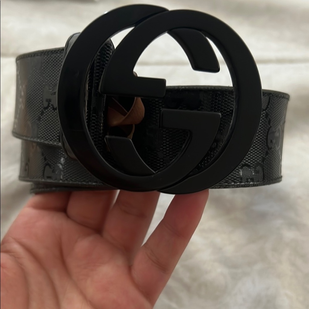 Gucci Black Monogram Belt